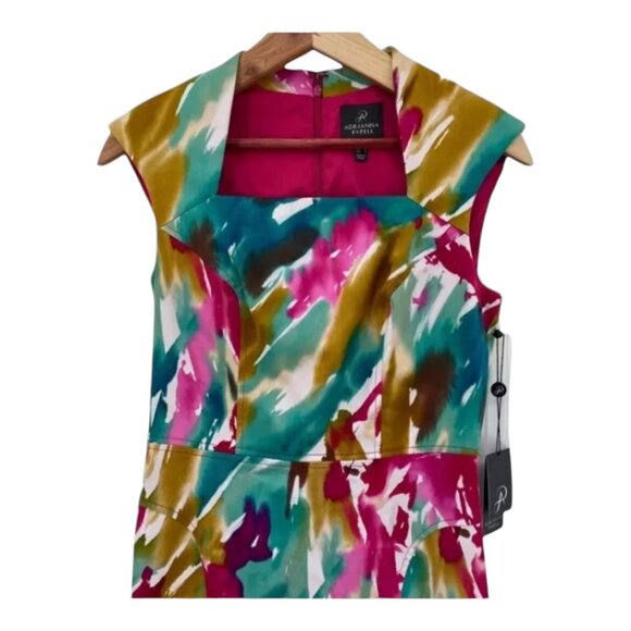 Adrianna Papell Multicolor Sleeveless Bodycon Sheath Mini Dress Size 4 - Picture 2 of 7